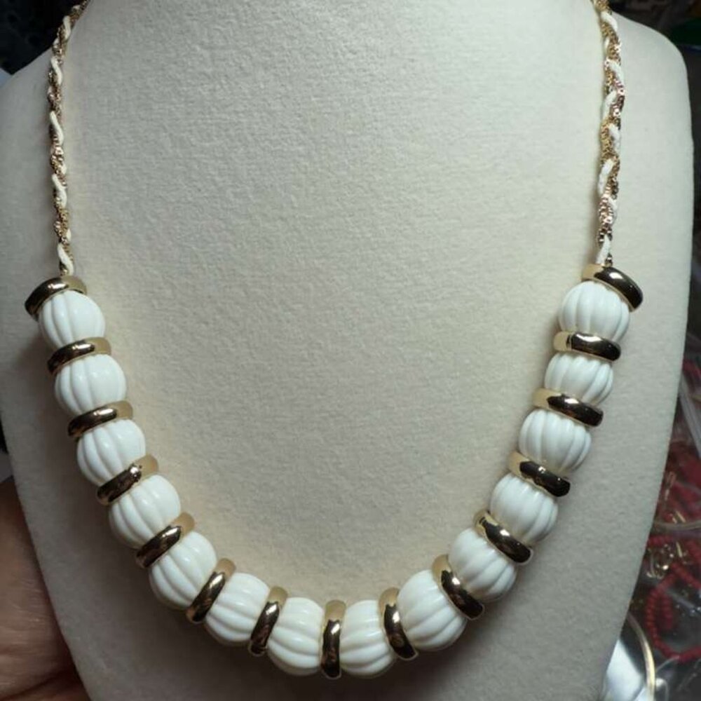 Ann Taylor White and Gold Necklace